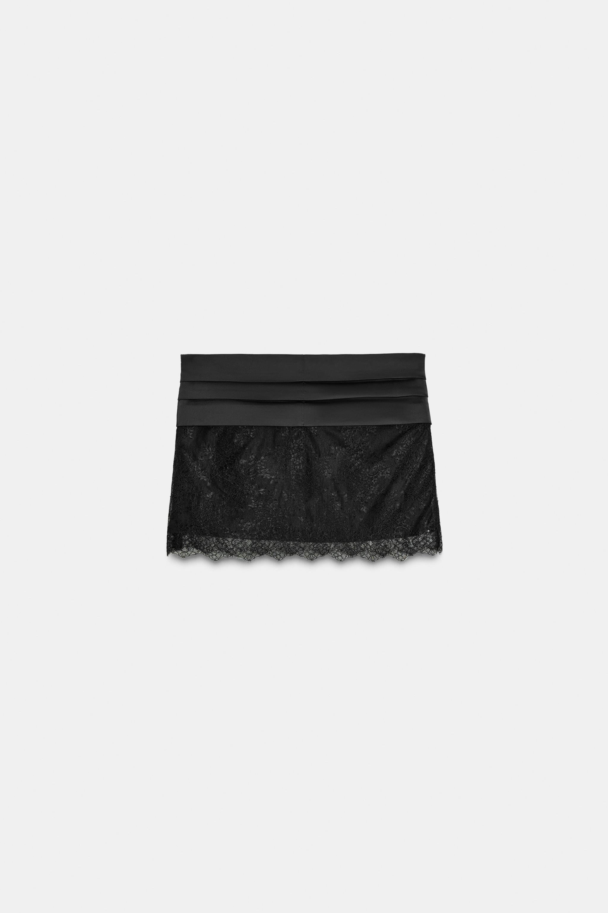 COMBINATION LACE BOW MINI SKIRT
